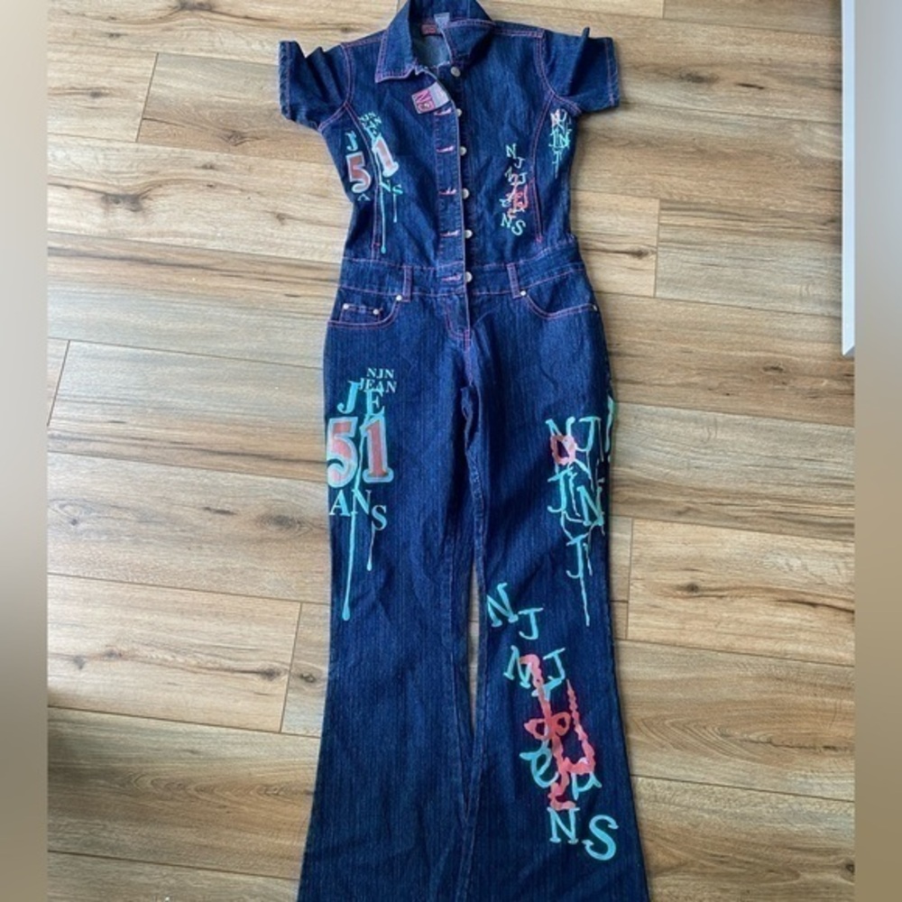 Y2K vintage rare neeso NJN juniors street wear denim jumpsuit size 5 hipster